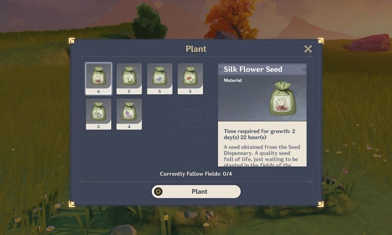 A player in the planting screen (Image via Genshin Impact)