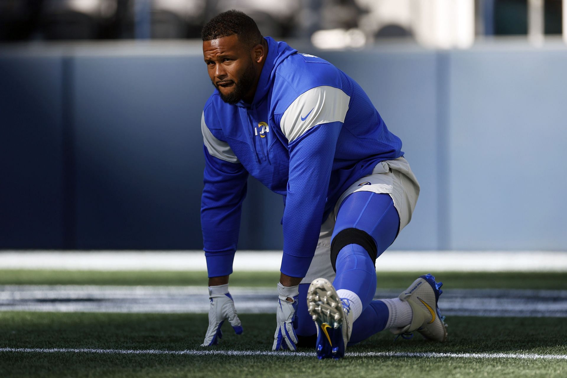 Aaron Donald getting ready for a game