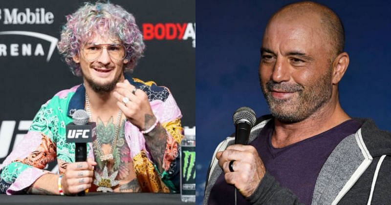 Sean O&#039;Malley (left); Joe Rogan (right)