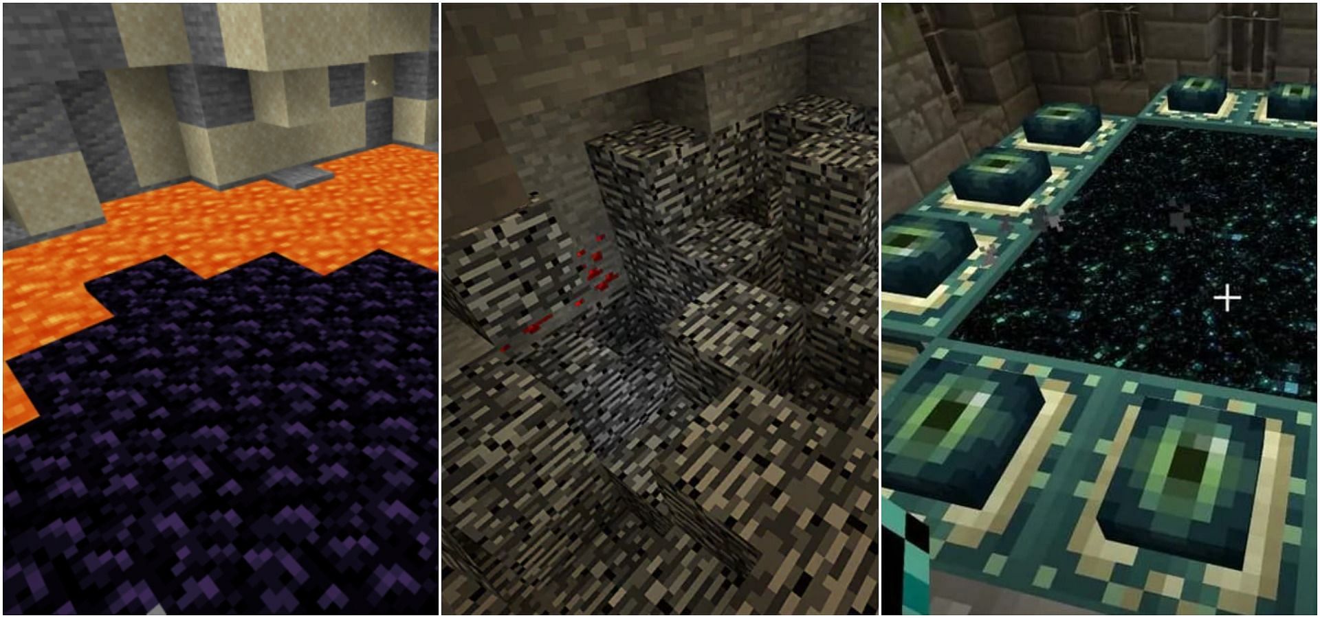 Obsidian, Bedrock, End Portal (Image via Minecraft)