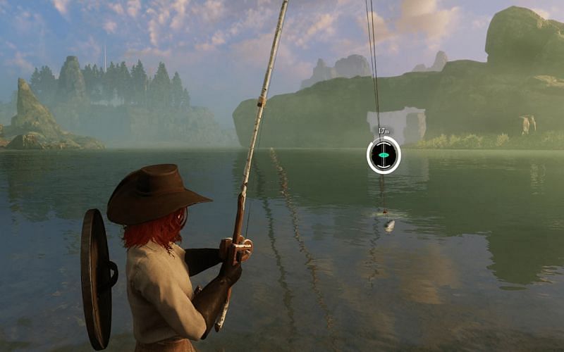 A player fishing in New World. (Image via Amazon Games)