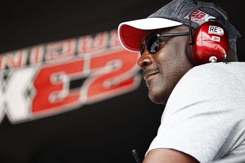 NBA Hall of Famer Michael Jordan and co-owner of 23XI Racing looks on from the 23XI Racing pit box.(Photo by Jared C. Tilton/Getty Images)