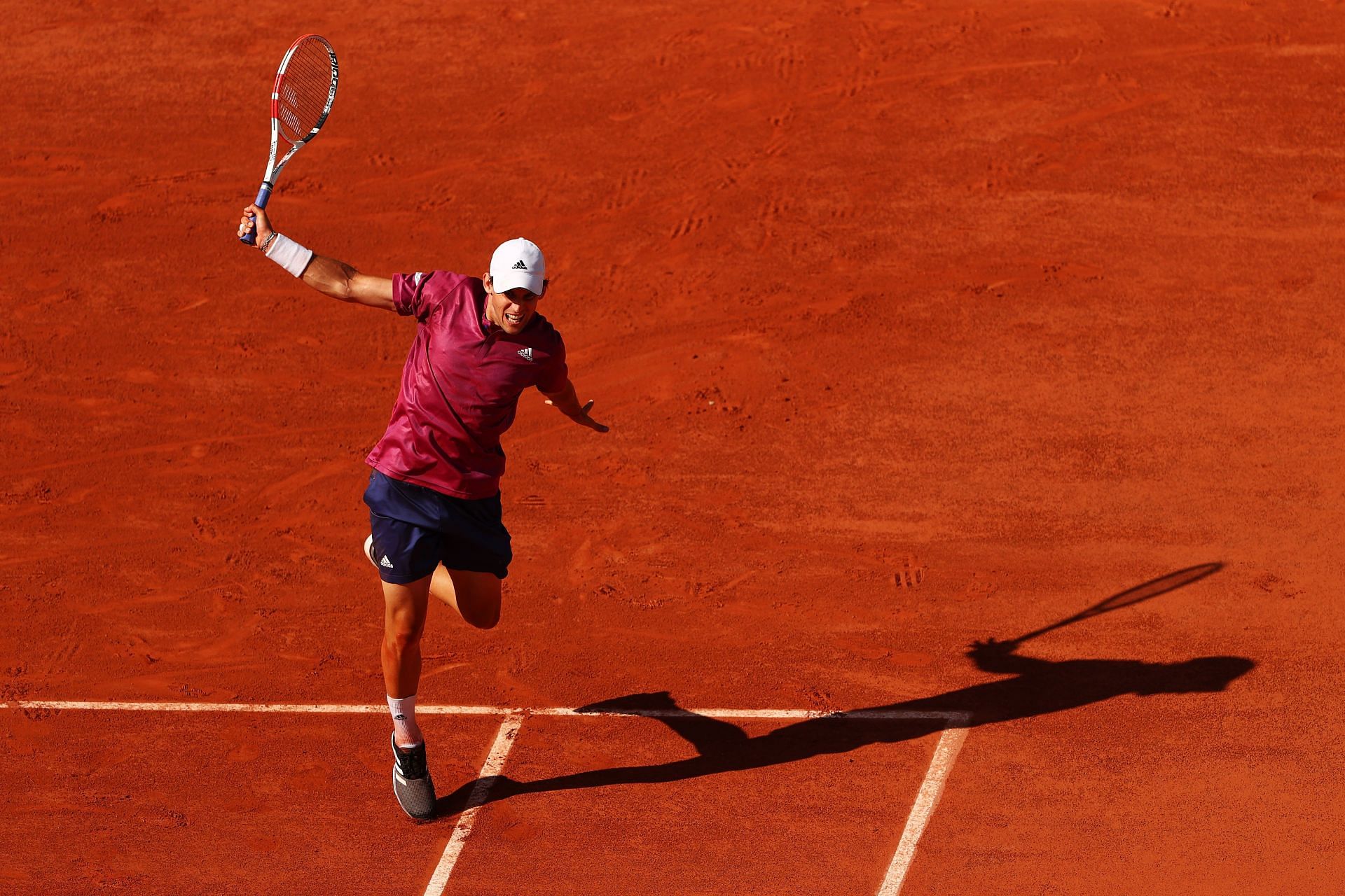 Dominic Thiem in action at the 2021 French Open - Day One