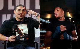 Watch: Teofimo Lopez and Devin Haney trade barbs in heated exchange at Garcia vs. Martin fight