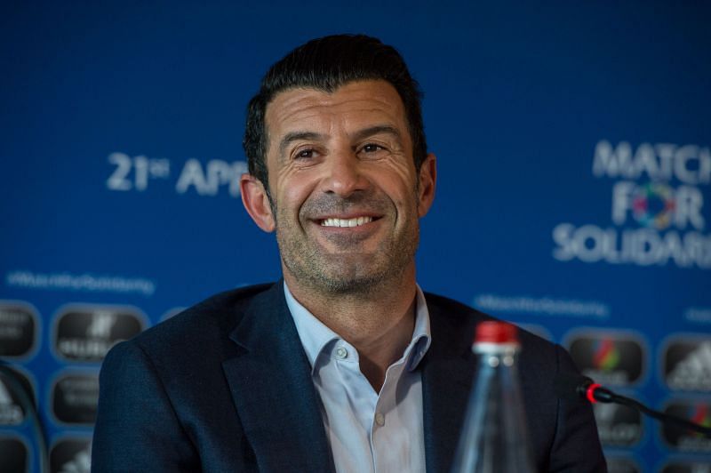Luis Figo at the UEFA Match For Solidarity Press Conference