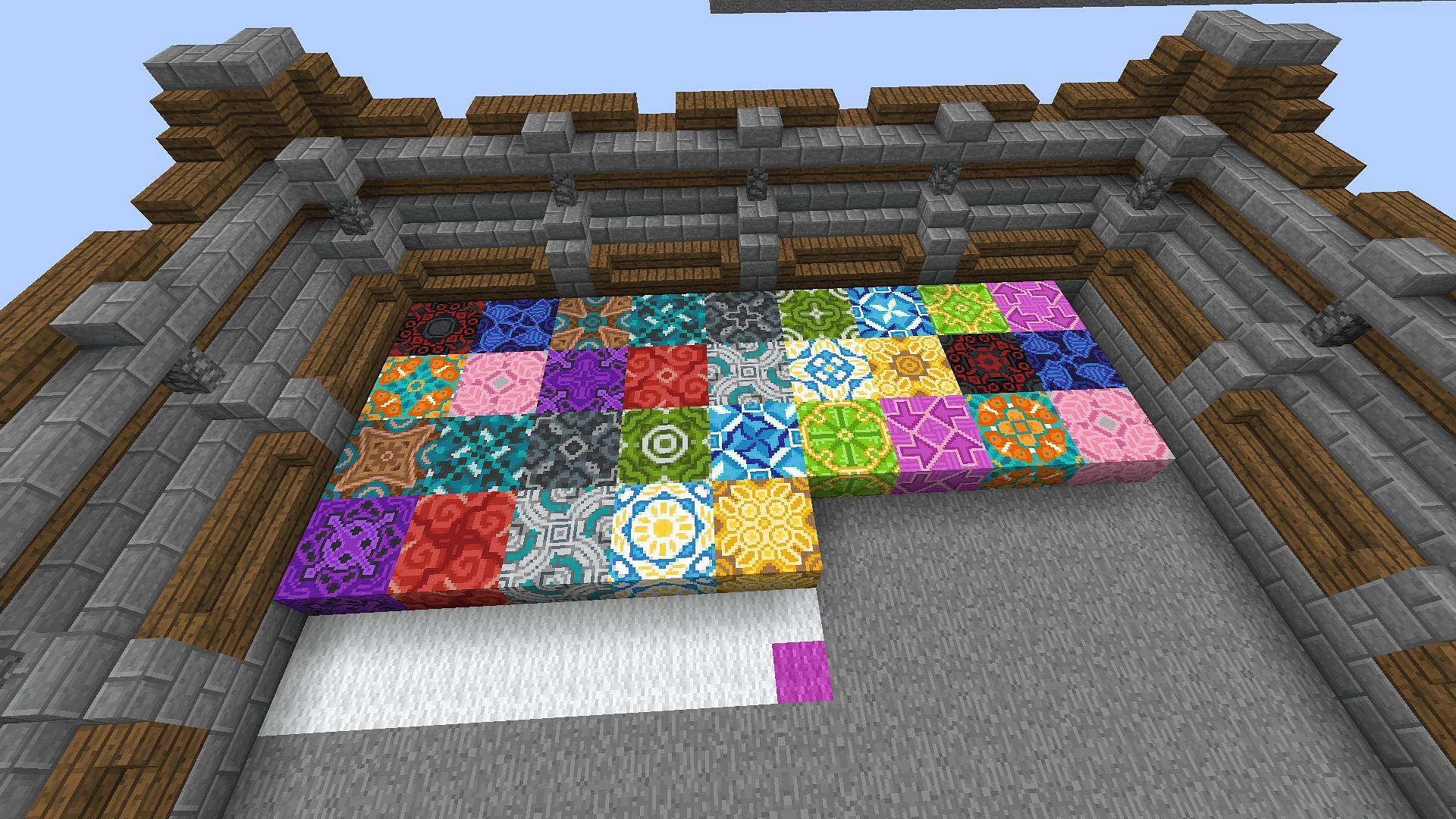 Los diferentes bloques de terracota vidriada en Minecraft (Imagen a través de Minecraft)