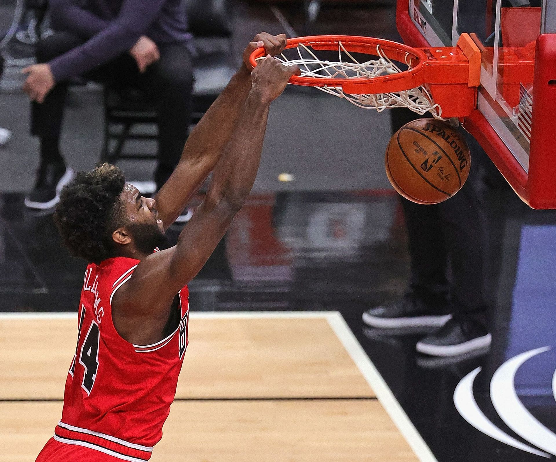 Chicago Bulls young forward Patrick Williams dunking the ball