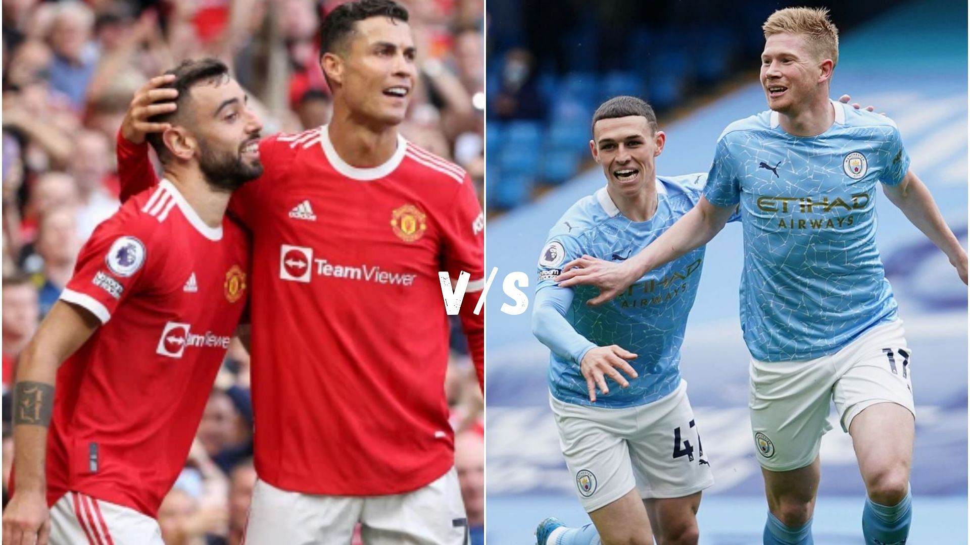 Manchester United Vs Manchester City - who has the better FIFA 22 squad? (Images via Getty)