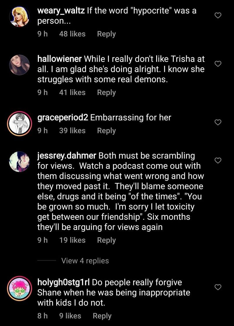 Internet reacts to Trisha Paytas supporting Shane Dawson 3/3 (Image via Instagram/defnoodles)