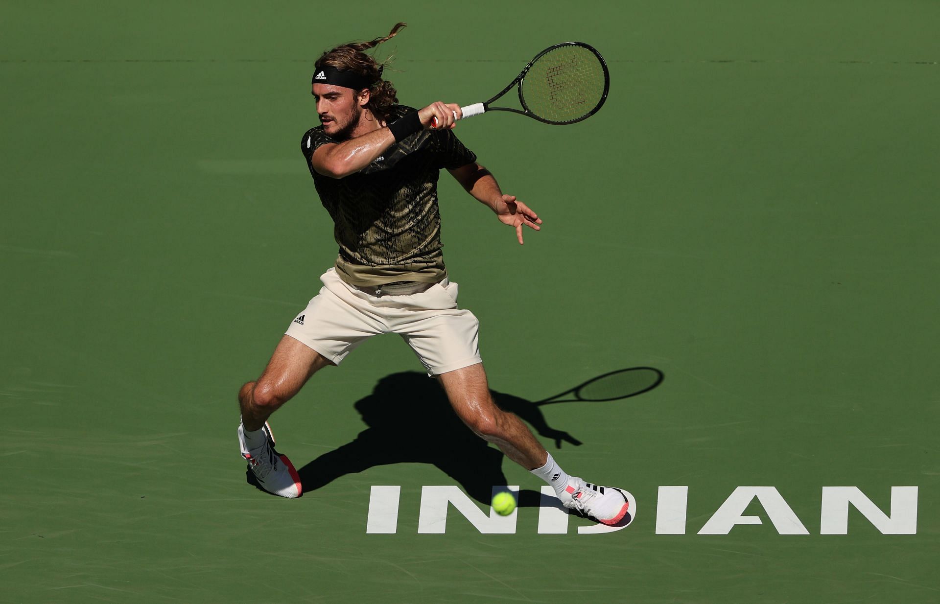 Stefanos Tsitsipas in action at the BNP Paribas Open - Day 12