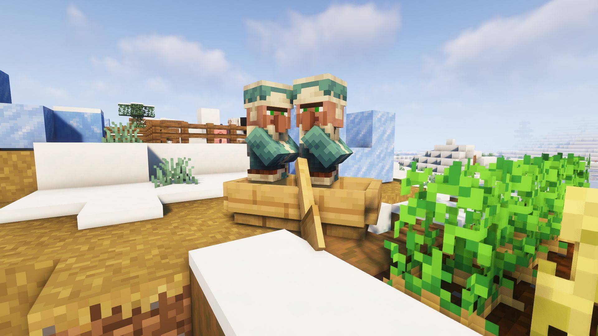 Villagers can move in a boat (Image via Mojang)