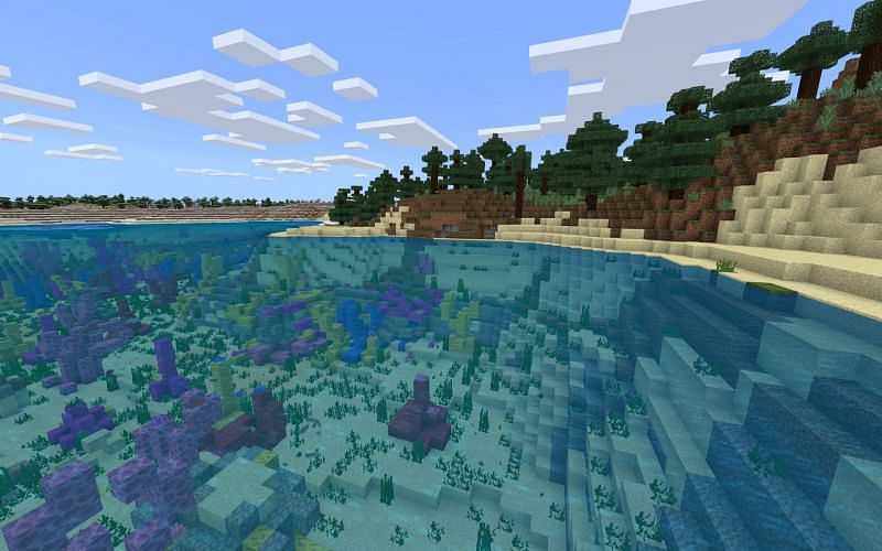 Water being prepared to be hit with ice blocks in Minecraft Education Edition (Image via Minecraft)