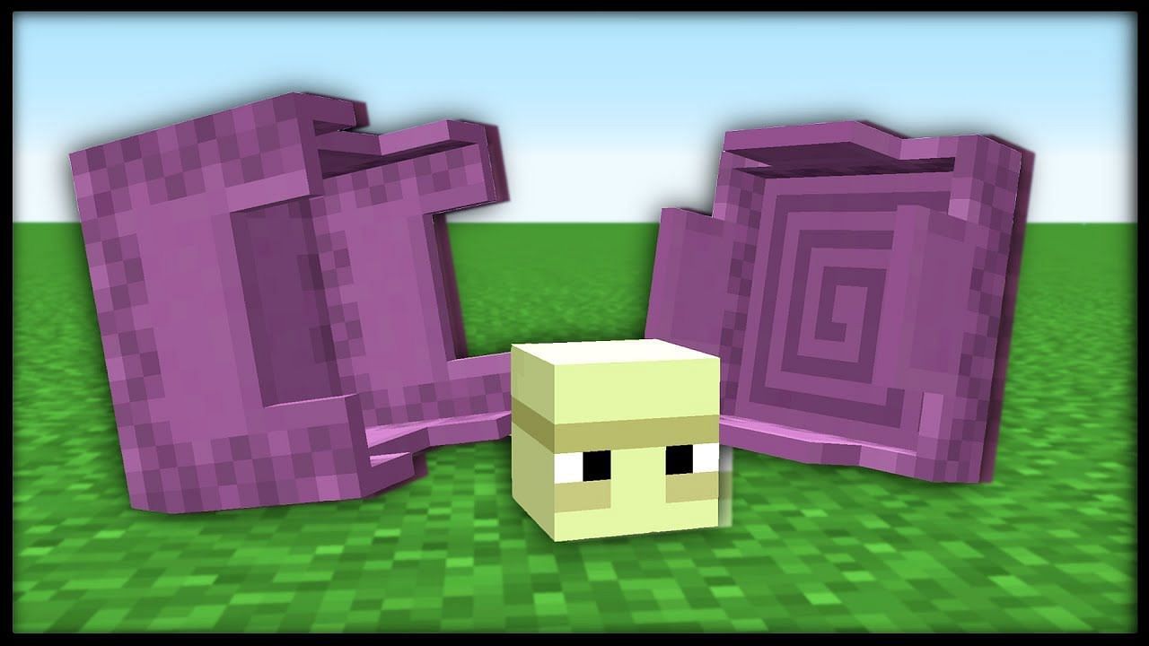 Shulker and it&#039;s shell in Minecraft (Image via commandgeek, YouTube)