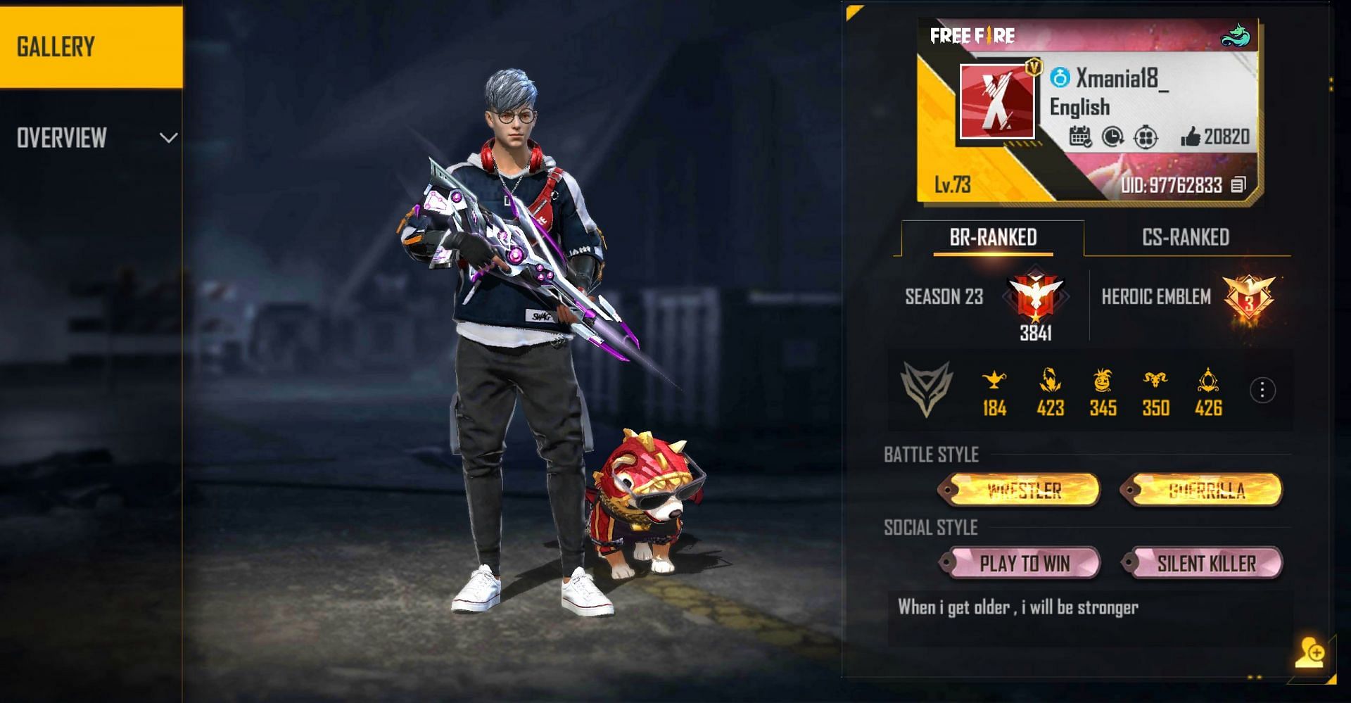 X-Mania&#039;s ID in Free Fire (Image via Free Fire)