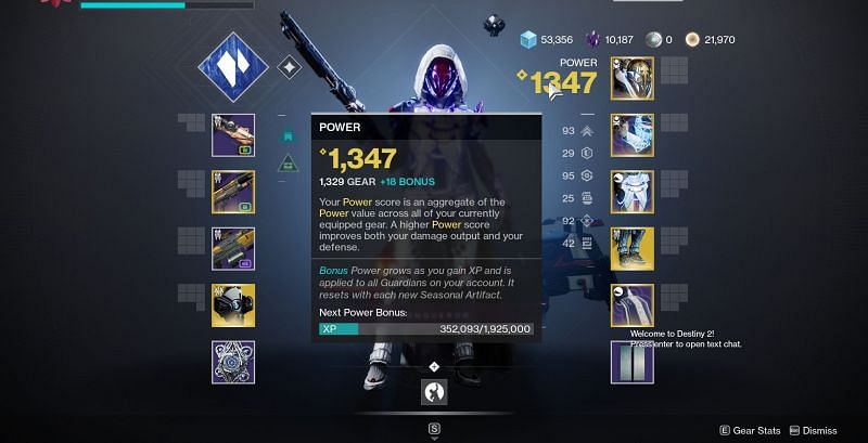 Guardian&#039;s Power level (Image via Destiny 2)