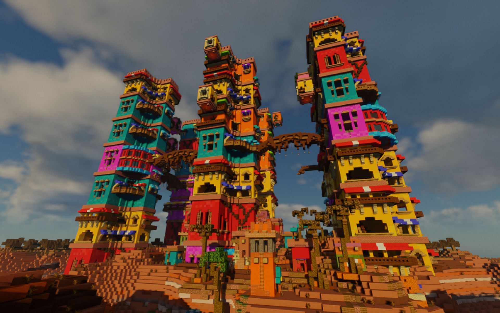 An image of a colorful dungeon added by this modpack. (Image via xSharkieTV, Curseforge)