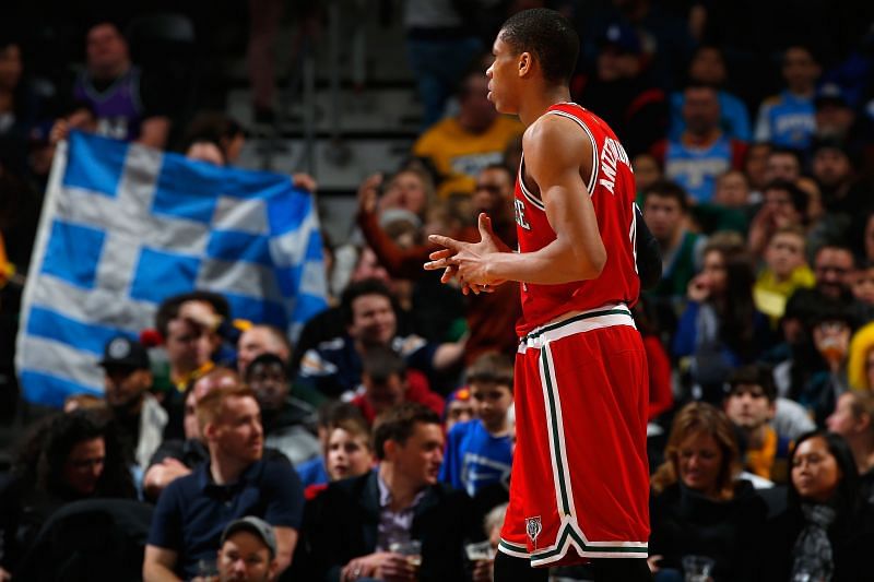A fan displays the flag of Greece in support of Giannis Antetokounmpo.