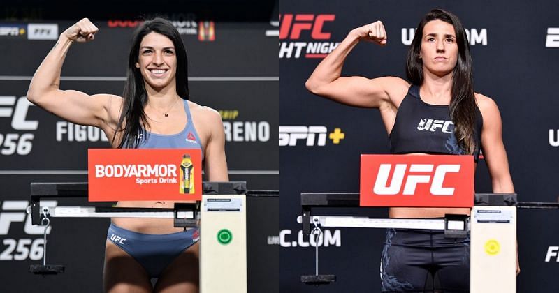 UFC women&#039;s strawweight contenders Mackenzie Dern (left) and Marina Rodriguez (right)