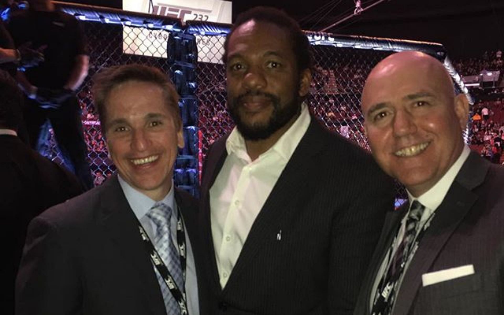 Chris Lee (left), Herb Dean (center) &amp; Sal D&#039;Amato (right) [Image Credits- @HerbDeanMMA on Twitter]