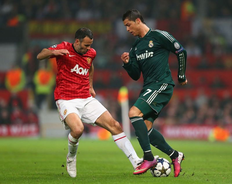 Ryan Giggs (left) and Cristiano Ronaldo were teammates at Manchester United