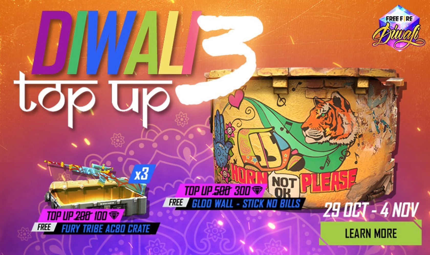 Diwali Top Up 3 has arrived (Image via Free Fire)