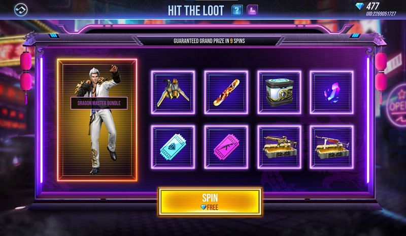 The prize pool for the Hit the Loot event (Image via Free Fire)