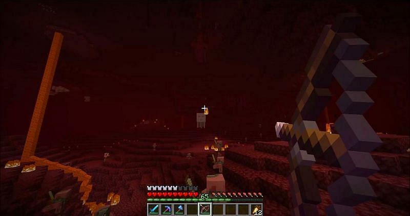 Bow and arrows in the Nether (Image via Minecraft)