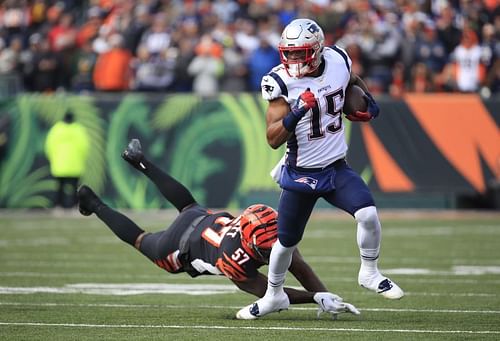 N'Keal Harry with the New England Patriots against the Cincinnati Bengals