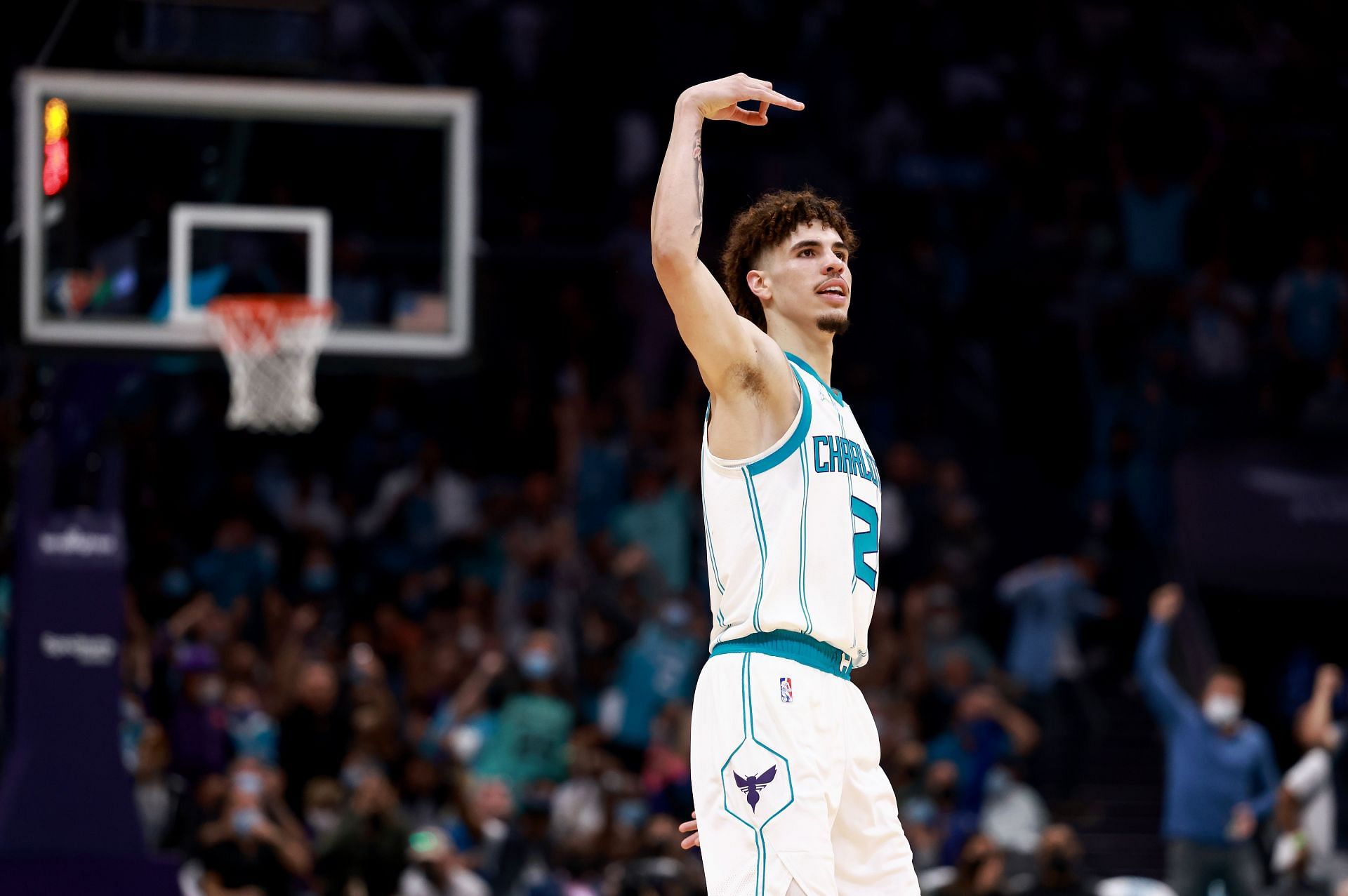 LaMelo Ball of the Charlotte Hornets against the Indiana Pacers