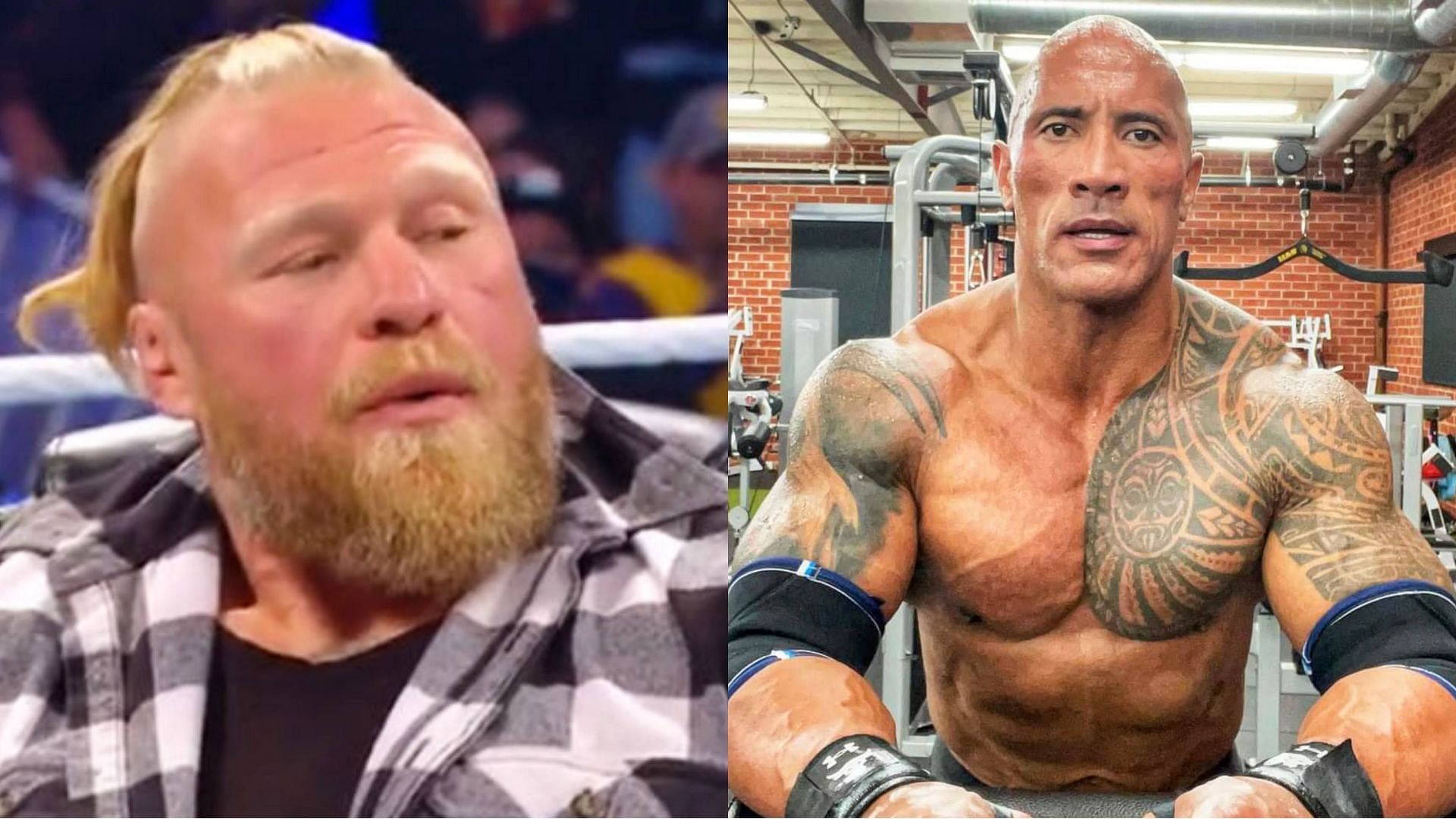 Brock Lesnar (left) and The Rock (right)
