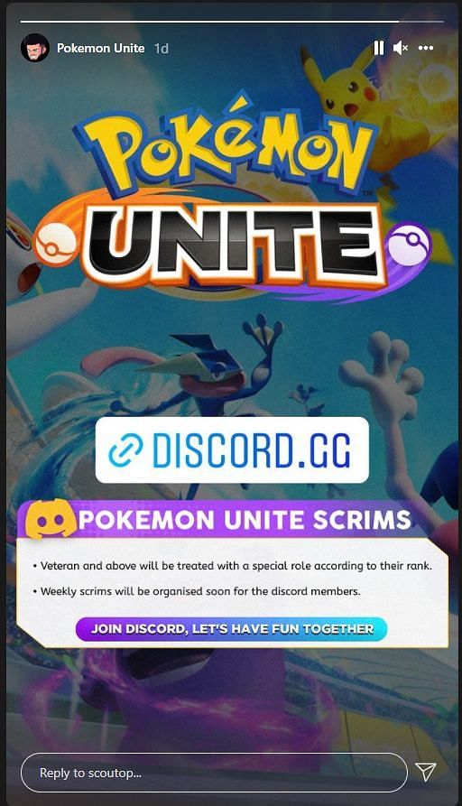 Sc0ut_OP&#039;s Pokemon Unite scrim discord (Image from Sc0ut_OP Instagram)