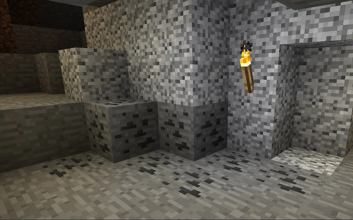 Coal ore in a cave (Image via Mojang)
