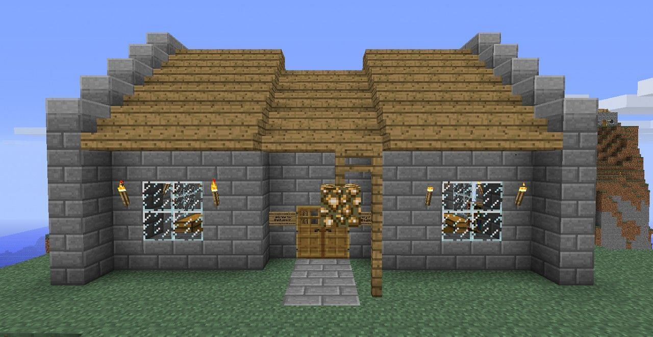 Stone brick house in Minecraft (Image via Minecr)