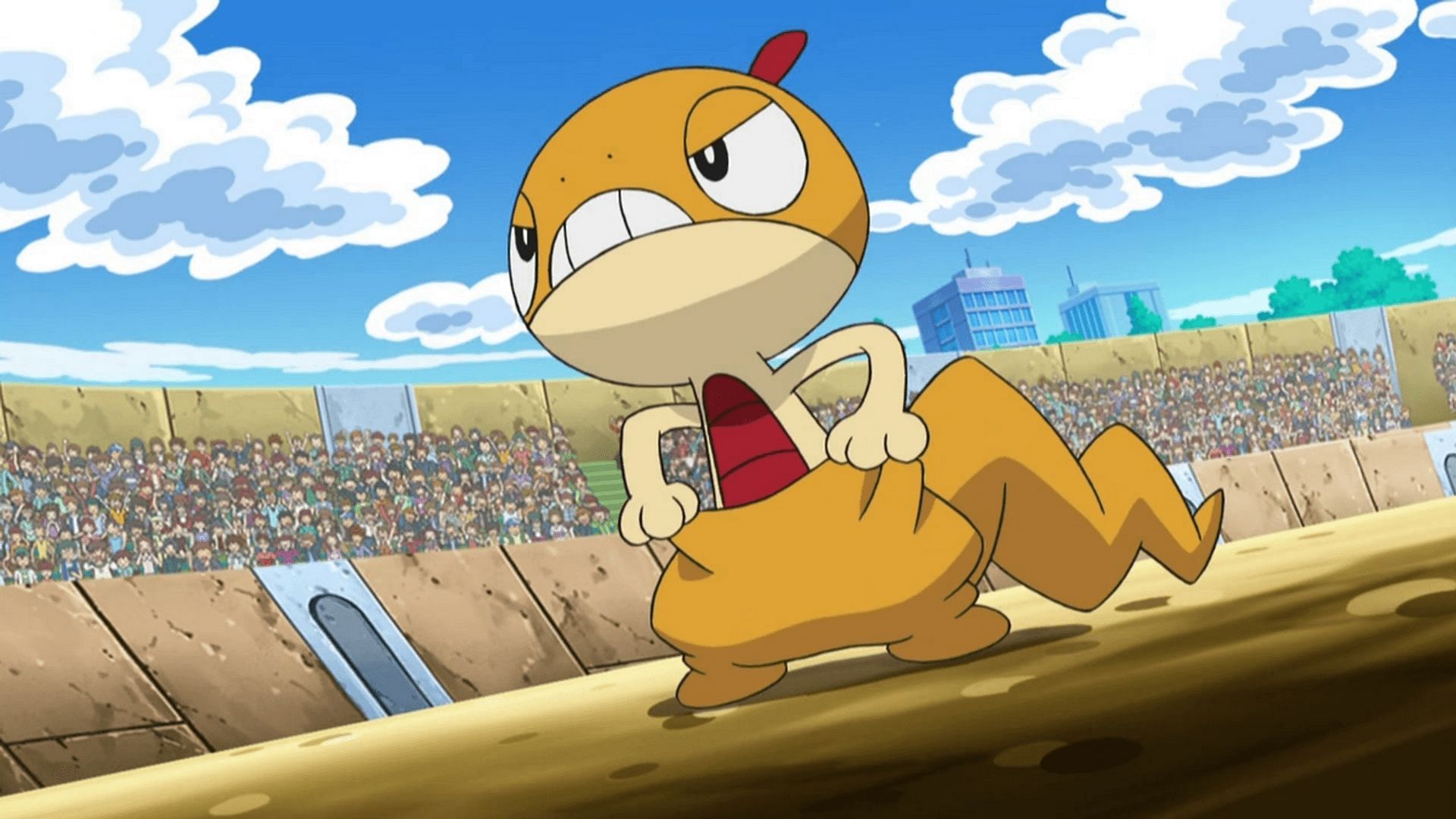 Scraggy as it appears in the anime (Image via The Pokemon Company)