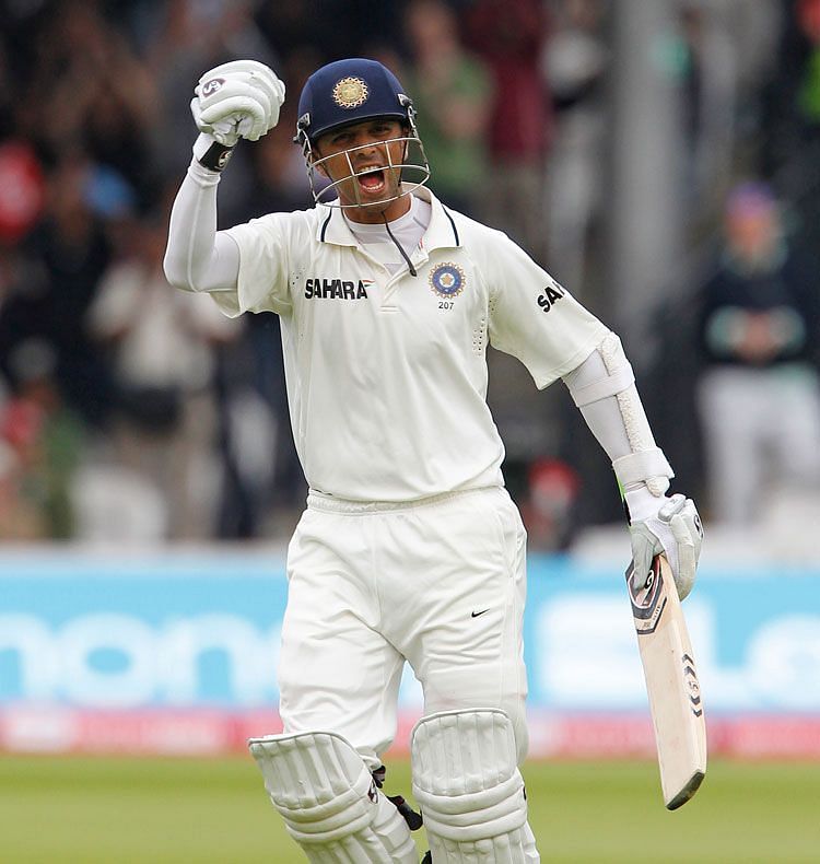 Rahul Dravid after finally scoring a Test ton at Lord&#039;s in 2011 [Image- Getty].