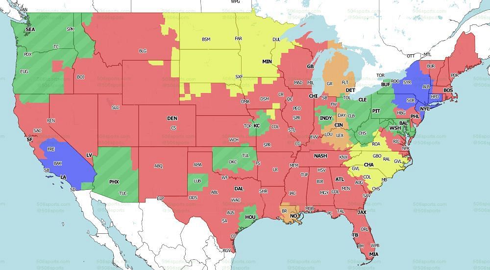 FOX Coverage Map for the games of Week 6