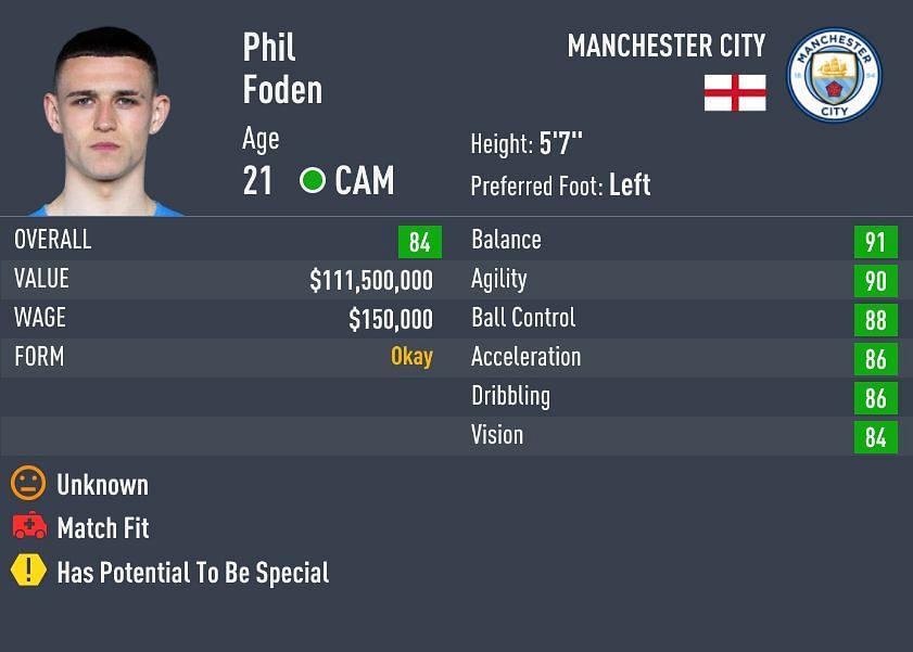 Highest potential (92) for a midfielder in FIFA 22 (Image via Sportskeeda)