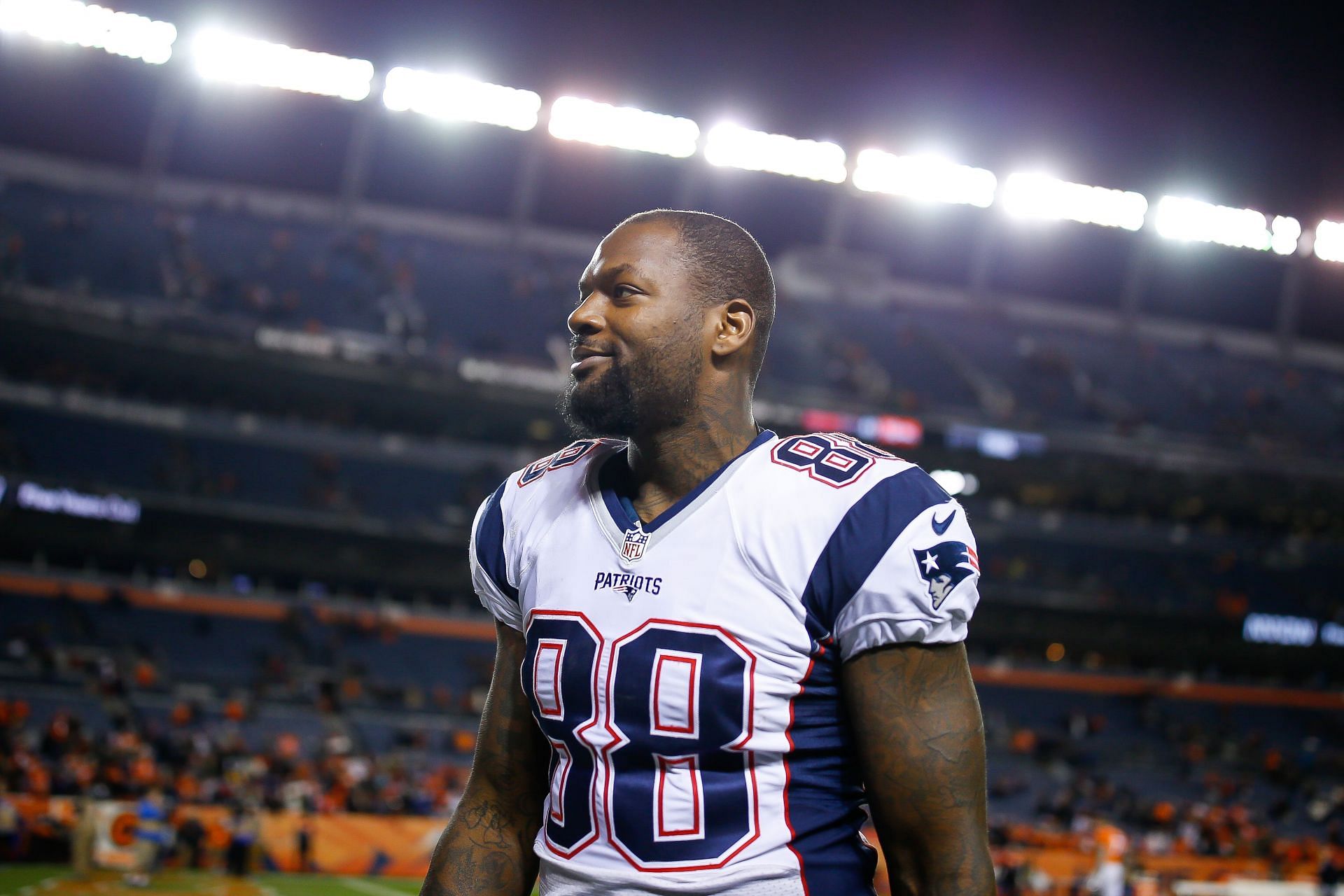 Martellus Bennett playing for the New England Patriots in 2017