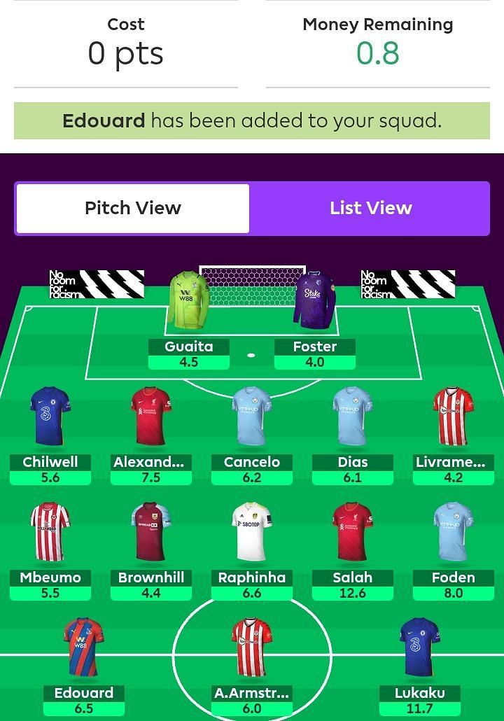 Suggested FPL Team for Gameweek 9.