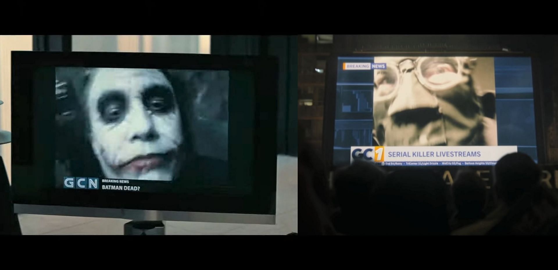 Joker in TDK, and The Riddler in The Batman (Image via Warner Media / DC)