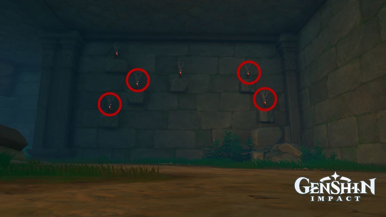 First torch puzzle solution (Image via Genshin Impact)