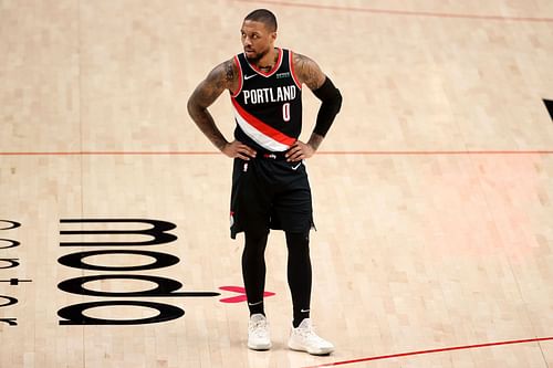 Damian Lillard in action during Washington Wizards v Portland Trail Blazers game