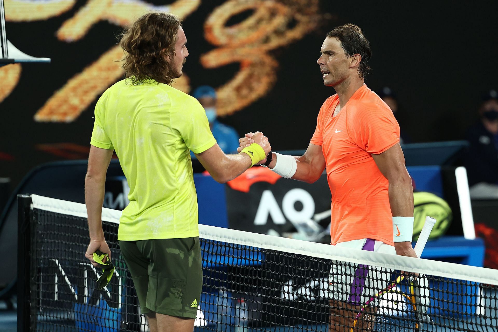 Rafael Nadal (R) with &lt;a href=&#039;https://www.sportskeeda.com/player/stefanos-tsitsipas&#039; target=&#039;_blank&#039; rel=&#039;noopener noreferrer&#039;&gt;Stefanos Tsitsipas&lt;/a&gt; at the 2021 Australian Open