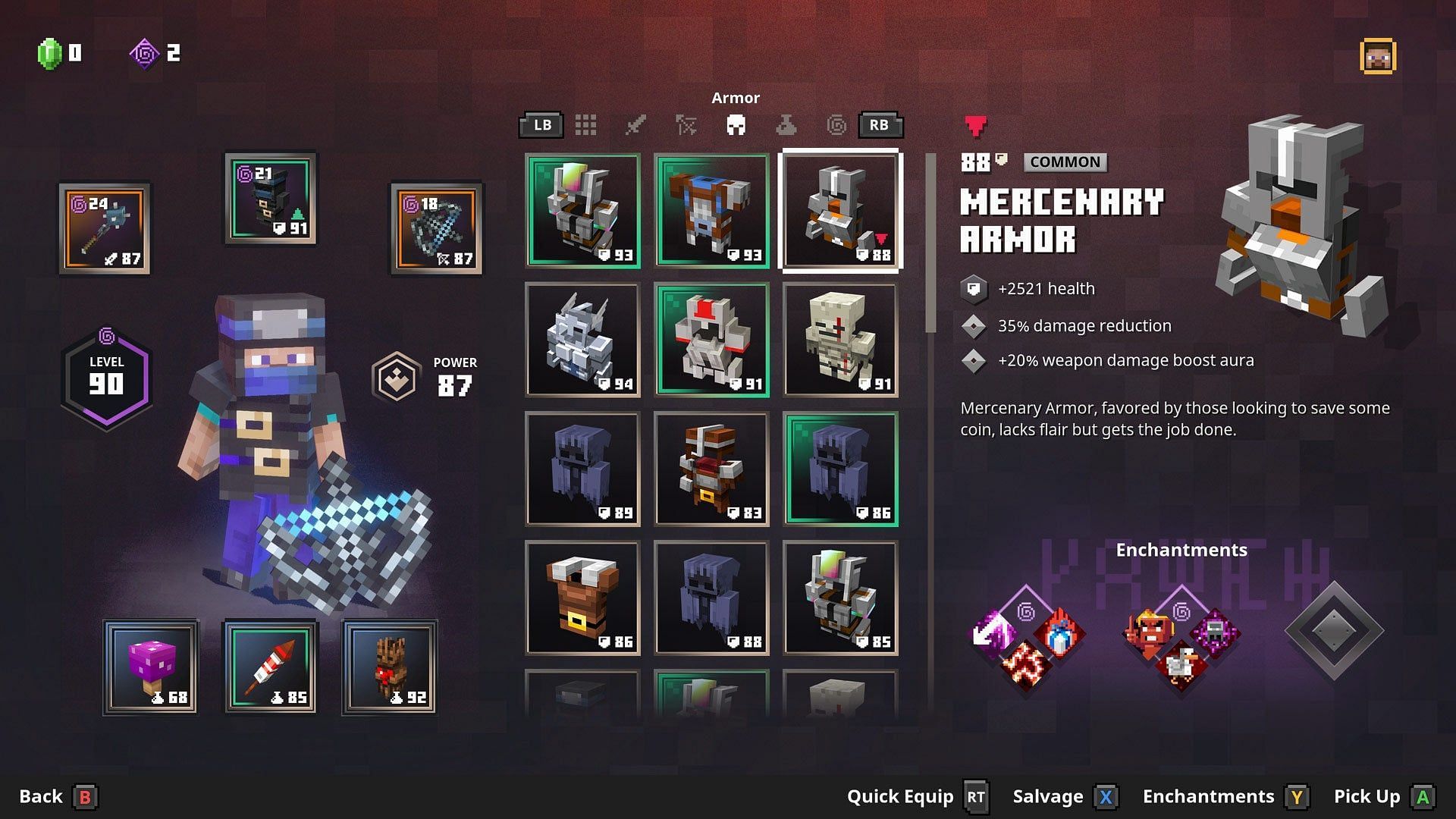 Mercenary armor is a strong choice for beginners (Image via Mojang)