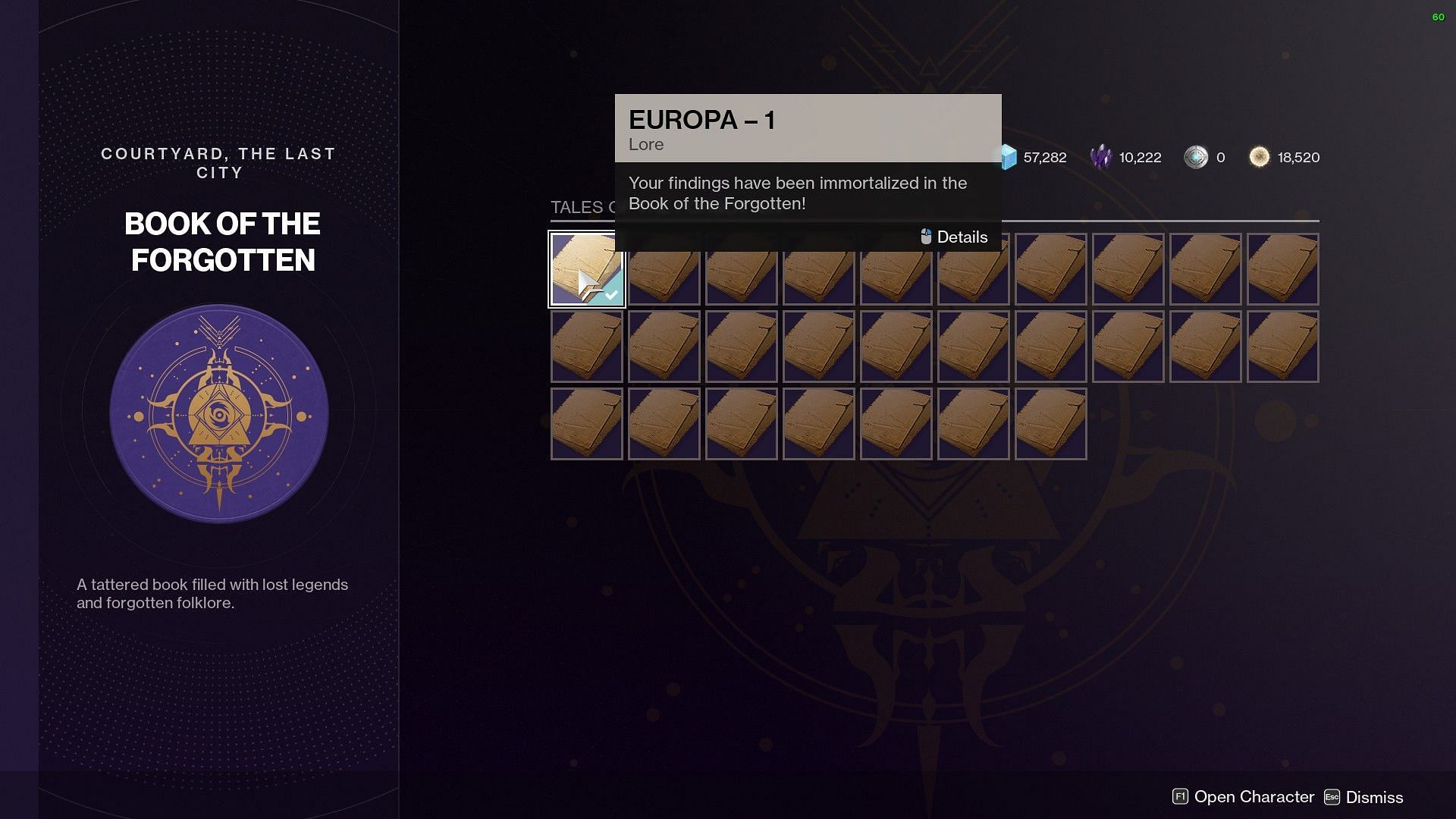 Europa-1 Lore page in the Book of the Forgotten (Image via Bungie)