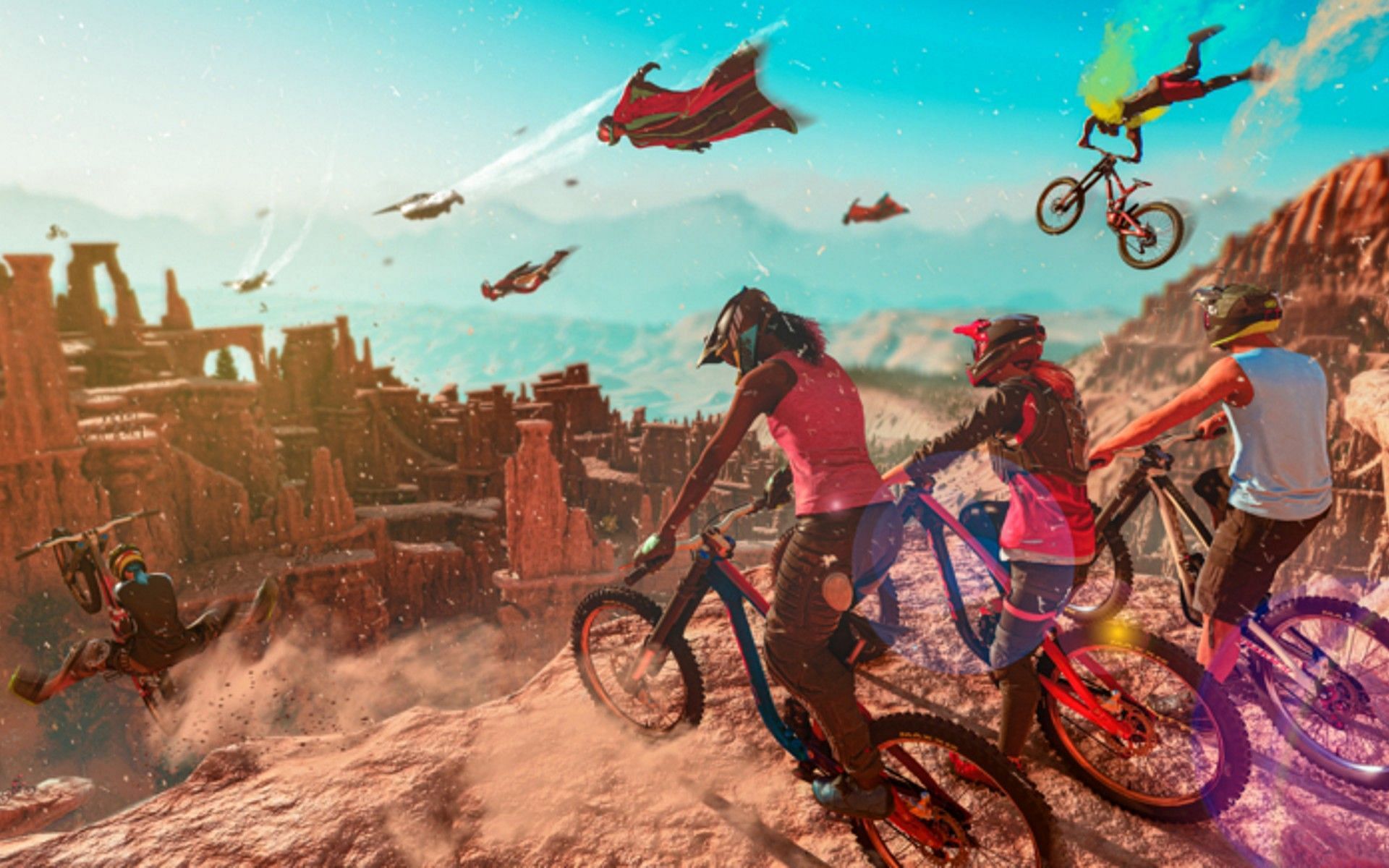 Up to five players can join a group in Riders Republic. (Image via Ubisoft)