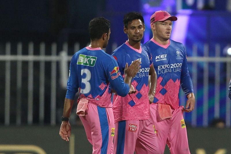 Mustafizur Rahman (center) has been one of RR&#039;s best players in the UAE leg.