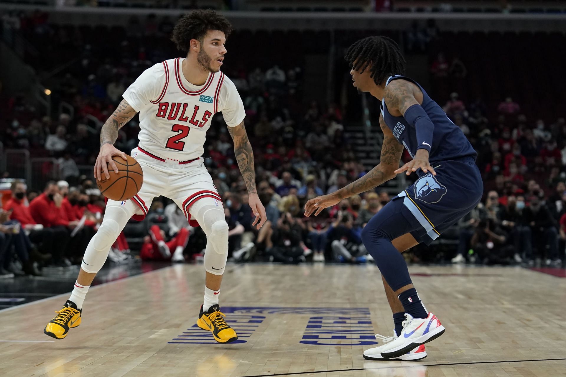 Chicago Bulls point guard Lonzo Ball with the ball