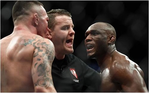 Colby Covington and Kamaru Usman arguing at UFC 245