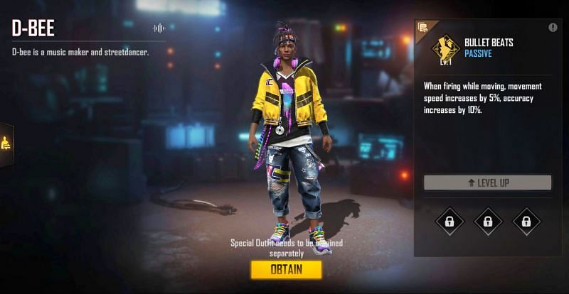 D-Bee&#039;s ability is called Bullet Beats (Image via Free Fire)